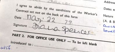The document was signed by Diana, who made herself appear a year older than she actually was with a false date of birth