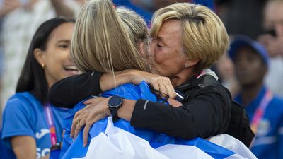 McColgan and her mother Liz embrace