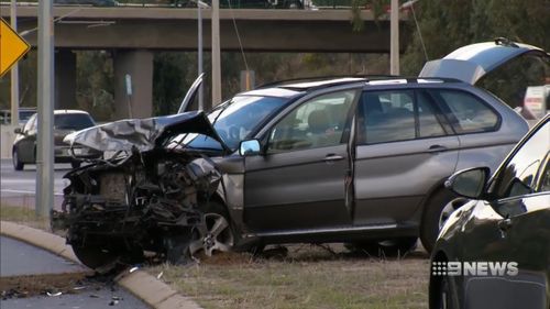 The Toyota Kluger turned the wrong way down the Cedric St on-ramp. Picture: 9NEWS