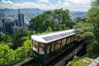 A view of Hong Kong and its iconic Peak tram.