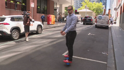 Jack Gibson-Burrell, 22, faced Melbourne Magistrates Court in person on Monday, wearing red Crocs and leaving on a RipStik.