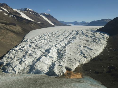 This file photo shows the Taylor Glacier near McMurdo Station, Antarctica.