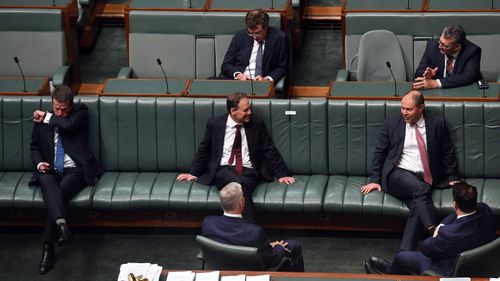 Coalition backbenchers practising social-distancing in Parliament.