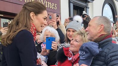 The Duke and Duchess of Cambridge at Mumbles outside ice cream parlour.