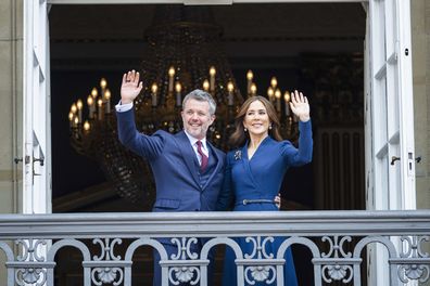 COPENHAGEN, DENMARK - MAY 26: King Frederik of Denmark and Queen Mary of Denmark appear on the balcony of Frederik VIII's Palace to celebrate the King's 57th birthday at Amalienborg Palace on May 26, 2025 in Copenhagen, Denmark.  (Photo by Martin Sylvest Andersen/Getty Images)