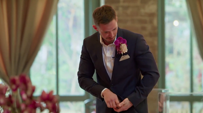 MAFS 2023 Evelyn and Rupert wedding: Rupert looking for rings upon dropping them as he arrived to venue