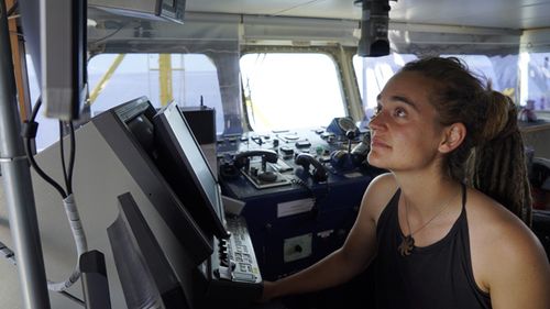 Sea-Watch 3 captain Carola Rackete on board the vessel at sea in the Mediterranean, 20 June 2019