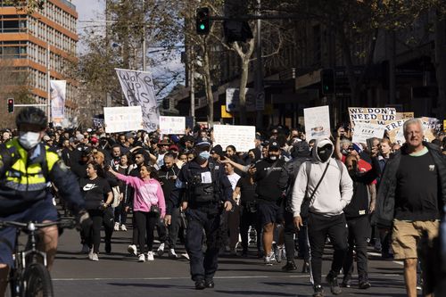 A man who threw pepper at police during an anti-lockdown protest in Sydney last month has avoided being sent to jail.