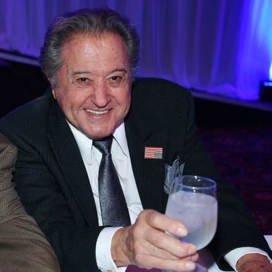 LAS VEGAS, NEVADA - JULY 30: Comedian Shecky Greene and singer/comedian Nelson Sardelli attend Pat Cooper's Celebration of Life at the Italian American Club on July 30, 2023 in Las Vegas, Nevada. (Photo by Denise Truscello/WireImage)