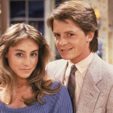 Michael J Fox and Tracy Pollan on the set of the television series, 'Family Ties'. Fox and Pollan were married in 1988. 