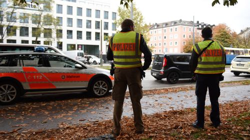 Police secure the area at Rosenheimer Platz square. (AP)