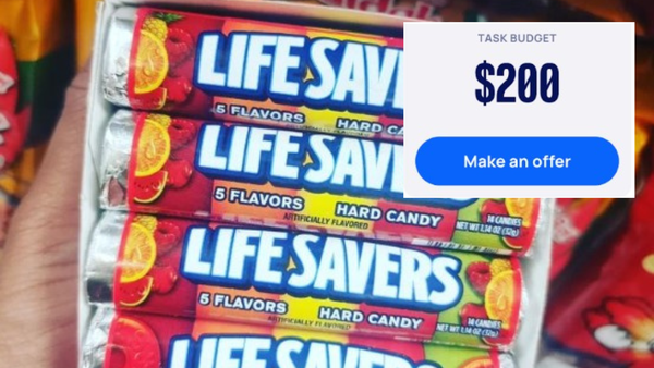 Life Saver lollies and price woman is willing to pay for others to find her some