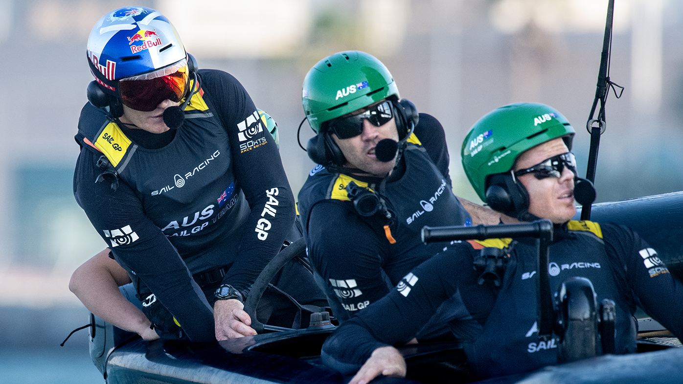 Jimmy Spithill practices with the Australia SailGP Team ahead of the Dubai Sail Grand Prix. 