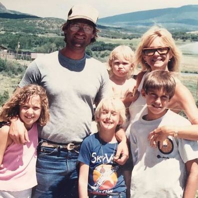 Goldie Hawn and Kurt Russell with their children.