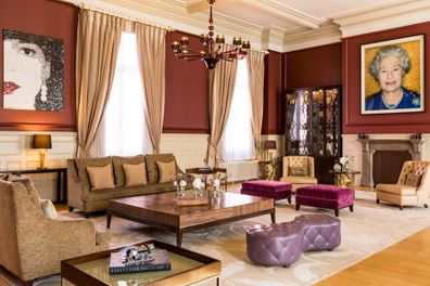 The Royal Suite inside the St. Pancras Renaissance Hotel featuring a 'secret' portrait of Queen Elizabeth by Australian photographer Polly Borland