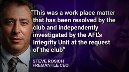 Mr Rosich said the "work place matter" had been resolved. (9NEWS)