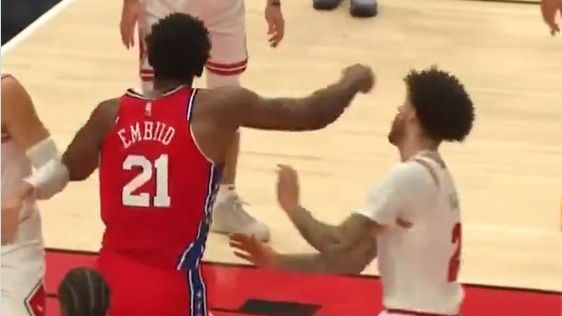 NBA superstar Joel Embiid almost accidentally knocks out opponent Lonzo Ball