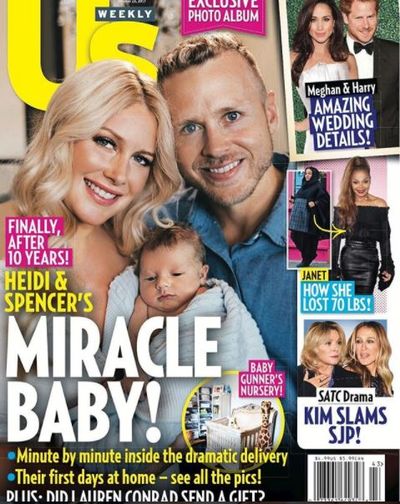 <p>Heidi Montag and Spencer Pratt welcomed their first child into the world in October after more than a decade of dating. The trio made the cover of US Weekly.</p>