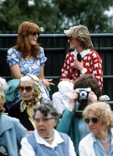 Princess Diana and Sarah Ferguson at the polo club in 1983.