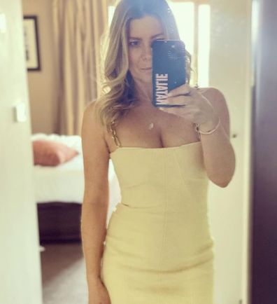 Natalie Bassingthwaighte yellow dress selfie