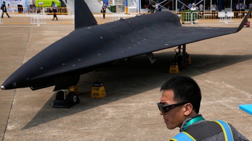 Chinese People's Liberation Army Air Force displays its high-altitude supersonic drone. the WZ-8 