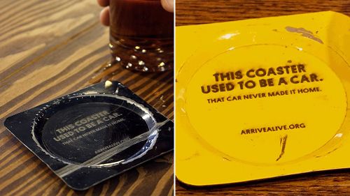 Canadian bar serves drinks on coasters made from crashed cars