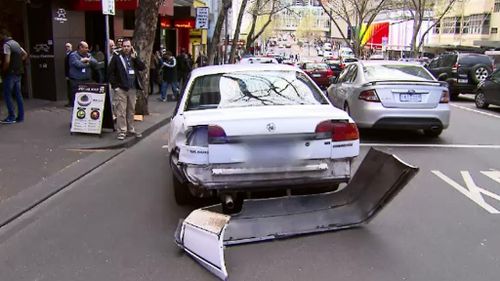 The Holden Commodore was found dumped on Elizabeth and Lonsdale Streets. (9NEWS)