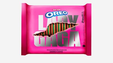 The packaging for the Lady Gaga Oreos is inspired by the singer's "Chromatica" album.