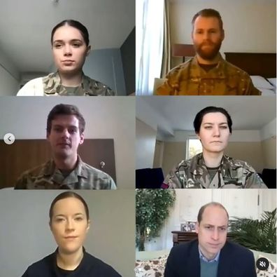 Prince William on a video call to military personnel 