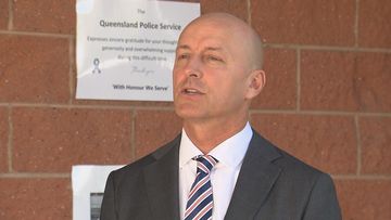 Queensland Police detective inspector Chris Ahearn speaks after a 39-year-old man was assaulted at Hope Island on Saturday night, May 27, 2023.