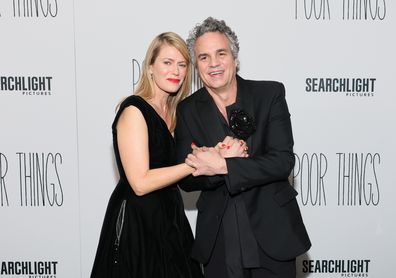 NEW YORK, NEW YORK - DECEMBER 06: (L-R) Sunrise Coigney and Mark Ruffalo attend the "Poor Things" premiere at DGA Theater on December 06, 2023 in New York City. (Photo by Dia Dipasupil/Getty Images)