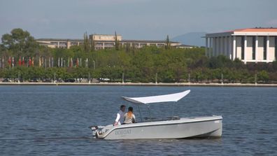 Getaway's Catriona Rowntree on a Go Boat in Canberra.