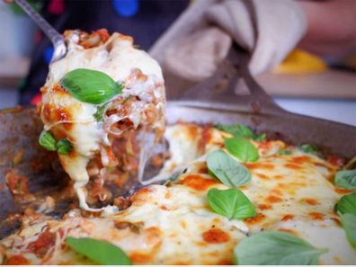 One-pan lazy lentil lasagne