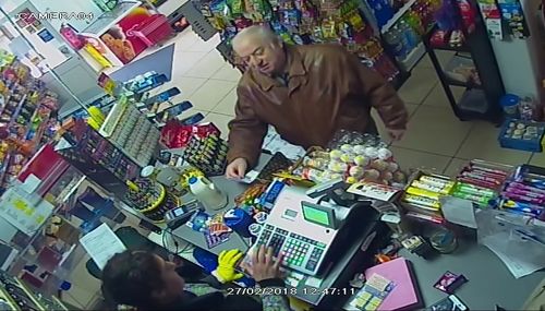 Sergei in a Salisbury store before he was poisoned. Picture: AAP