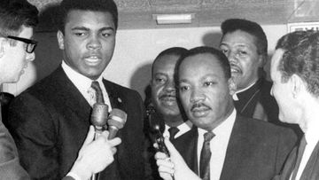Muhammad Ali with civil rights activist Martin Luther King. (Getty)