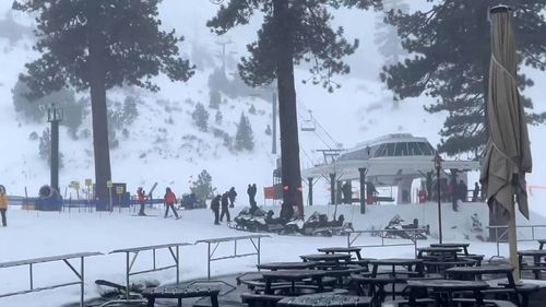 A Californian ski resort after an avalanche hit.