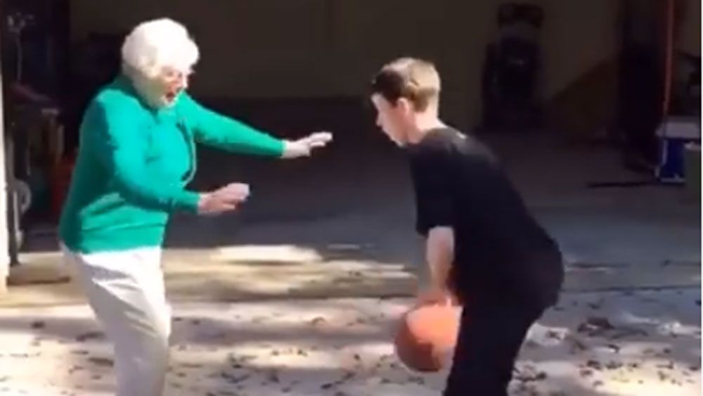 Boy and grandma go one-on-one