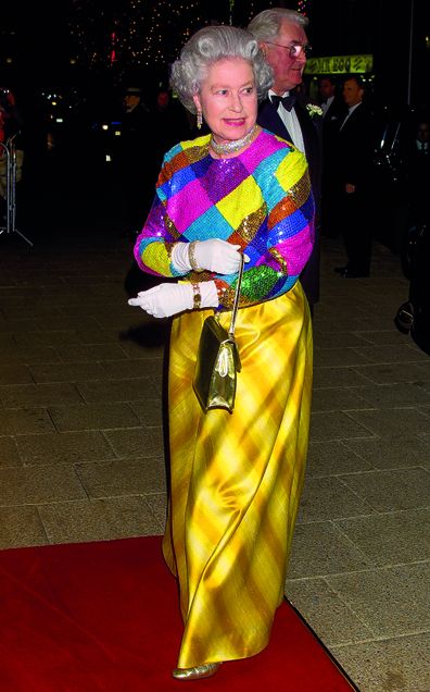 Queen Elizabeth II attends the Royal Variety Performance at the Birmingham Hippodrome on November 29, 1999 in Birmingham, England.  (Photo by Indigo/Getty Images)