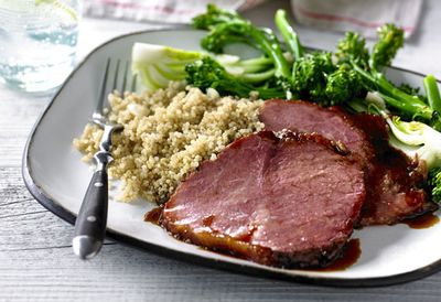 Recipe: <a href="/recipes/ibeef/9124925/soy-ginger-and-five-spice-glazed-beef-with-garlic-greens" target="_top">Soy, ginger and five spice glazed beef with garlic greens</a>