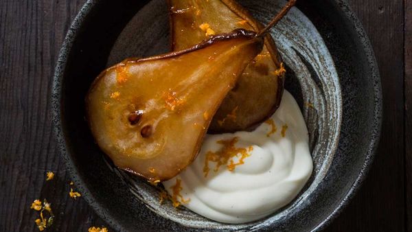 Vanilla roasted pears with yogurt courtesy of Heilala Vanilla