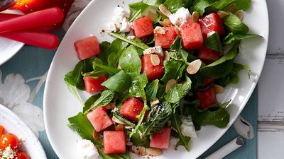 <a href="http://kitchen.nine.com.au/2016/05/16/13/42/watermelon-salad" target="_top">Watermelon salad</a><br>
<br>
<a href="http://kitchen.nine.com.au/2017/01/11/11/40/classic-cooling-salads-for-hot-days" target="_top">More cool salads for when it's too damn hot to cook</a>