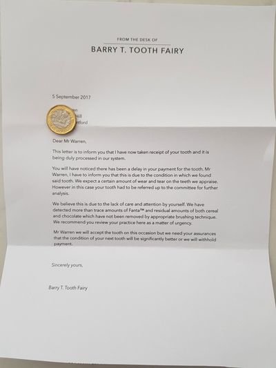 Dad pretends to be tooth fairy