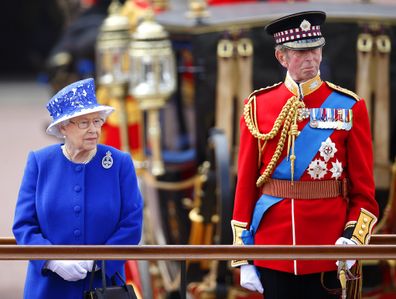 The Queen and Prince Edward, the Duke of Kent at Trooping the Colour in 2013. 