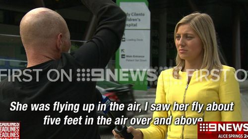 The girl's father has described seeing her flung into the air. (9NEWS)