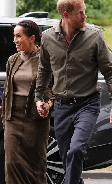 MELBOURNE, AUSTRALIA - APRIL 14: Prince Harry, Duke of Sussex and Meghan, Duchess of Sussex arrive at the Australian National Veterans Arts Museum (Anvam) at Southbank in Melbourne, Australia on April 14, 2026. Meghan and Prince Harry, Duke of Sussex, are on a four-day visit to Australia, with appearances in Melbourne, Canberra and Sydney. (Photo by Jonathan Brady-Pool/Getty Images)