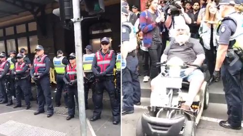 The homeless clashed with police as they moved into the camp. (9NEWS/Sean Davidson)