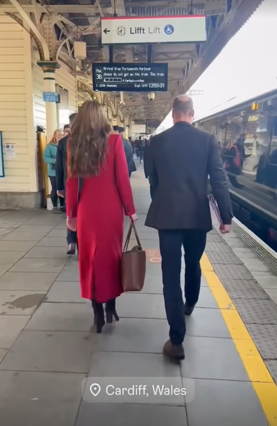 The Prince and Princess of Wales have surprised commuters by taking the train together. 