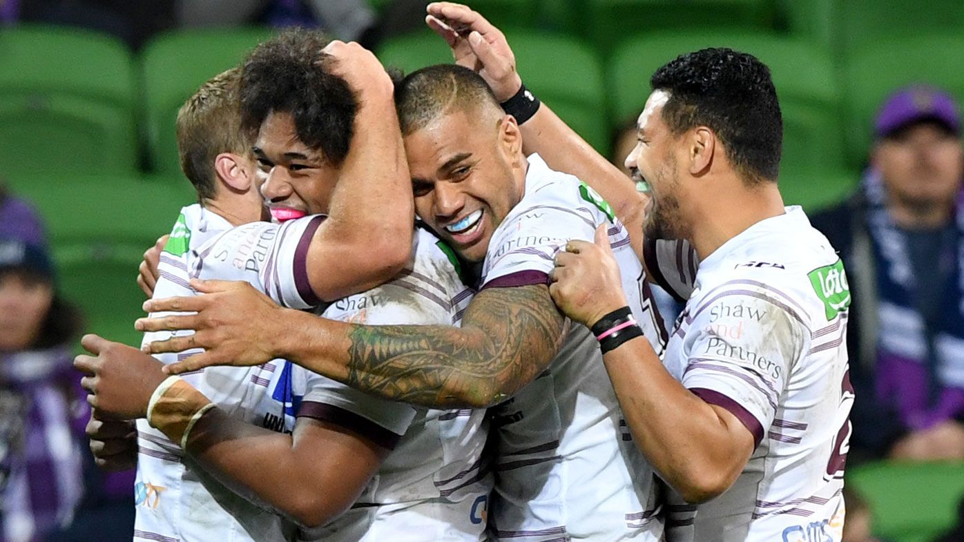 Manly celebrate try