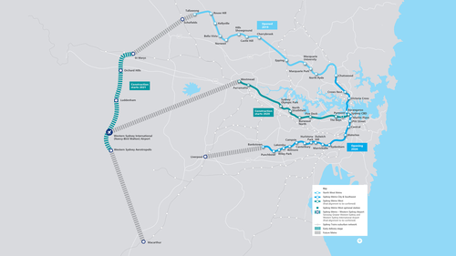 Overview of Sydney Metro projects developed by the Liberal government.
