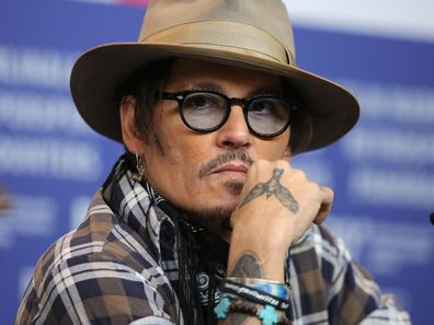Johnny Depp attends the "Minamata" press conference during the 70th Berlinale International Film Festival Berlin at Grand Hyatt Hotel on February 21, 2020 in Berlin, Germany